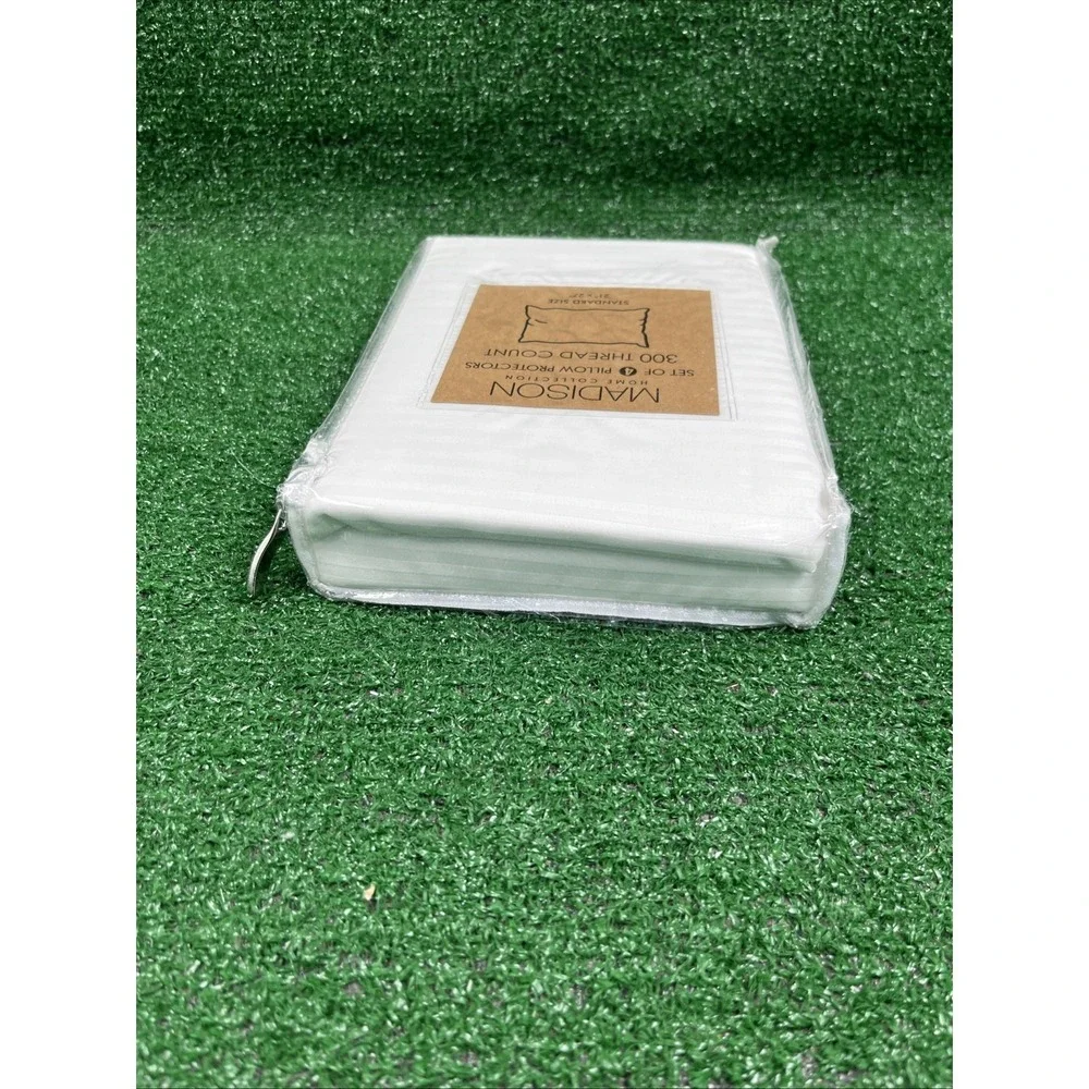 Madison Home Collection 300 Thread Count Set of 4 Pillowcase Protector White NEW